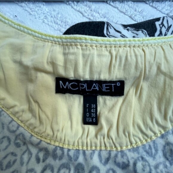 MC Planet Women's Size 6 Mixed Floral Animal Print Henley Top Blouse 3/4 Sleeve - Picture 3 of 7